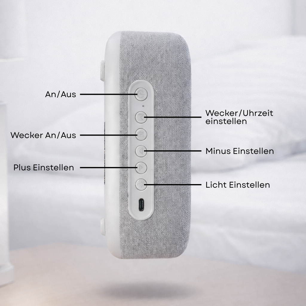 Nachttischlampe Nachtlicht Funktion am 4-in-1 Wireless Charger mit Wecker